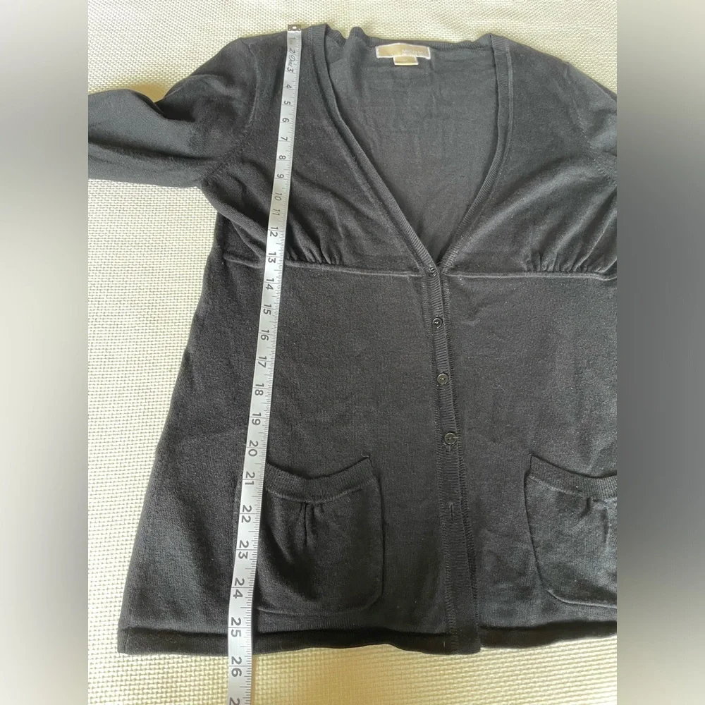Michael Kors Black Cardigan Button Up Grandpa Sweater With Pockets Medium